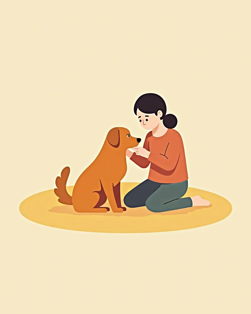 강아지와 보호자가 칫솔질을 하며 유대감을 느끼는 모습