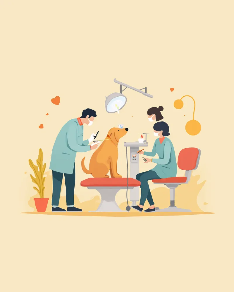 전신 마취 하에 치과 수술을 받고 있는 강아지