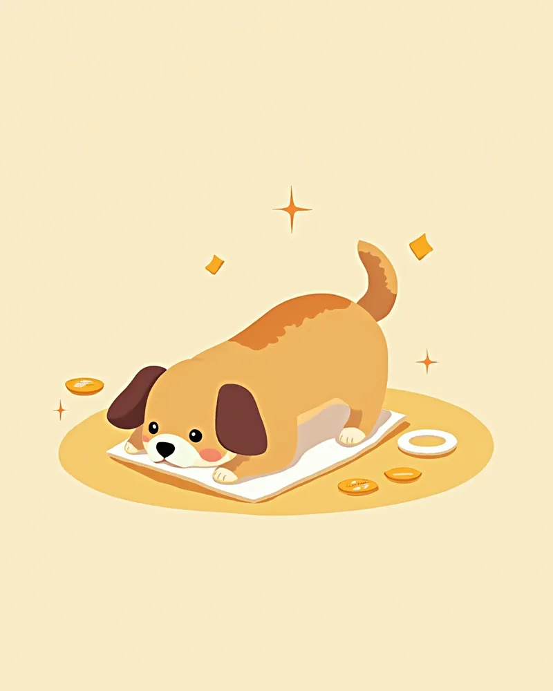 배뇨 불편을 보이는 강아지 일러스트