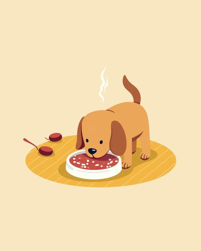 강아지가 신장용 특수 사료를 먹는 모습