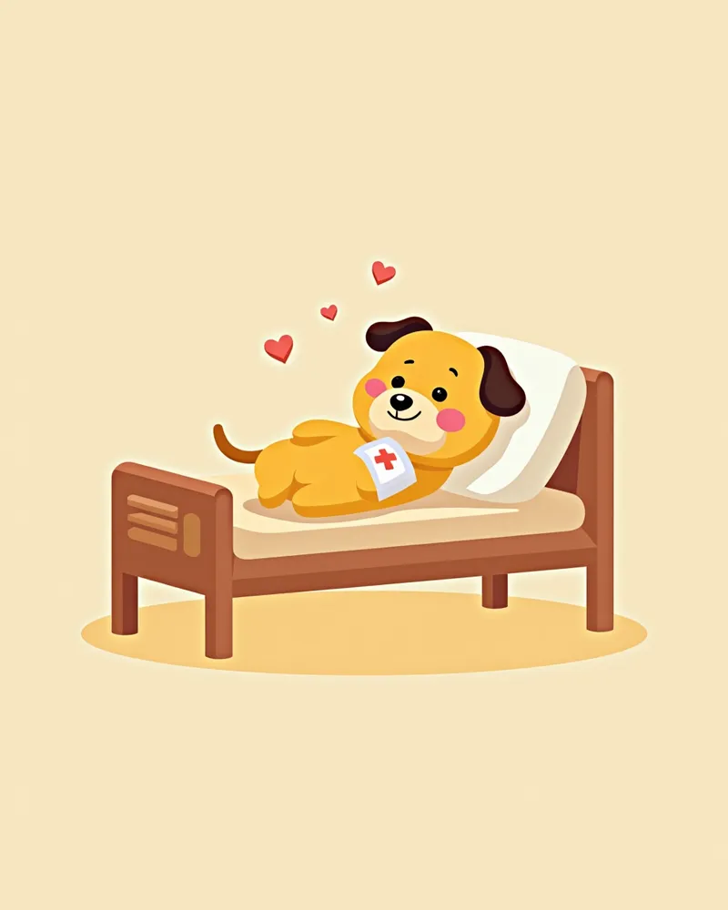 심장 수술 후 회복 중인 강아지