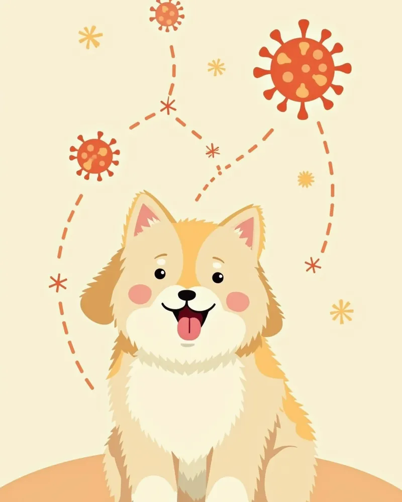 강아지 호흡기 바이러스의 전파 경로를 설명하는 다이어그램