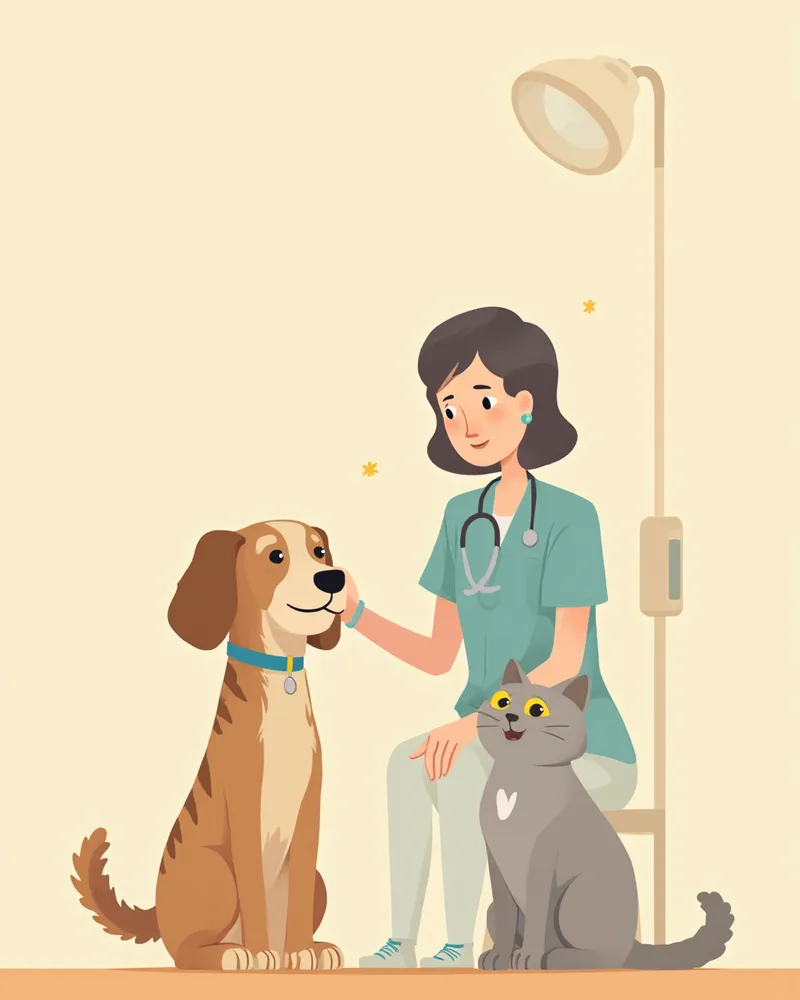 병원에서 진료받는 노령견과 노령묘