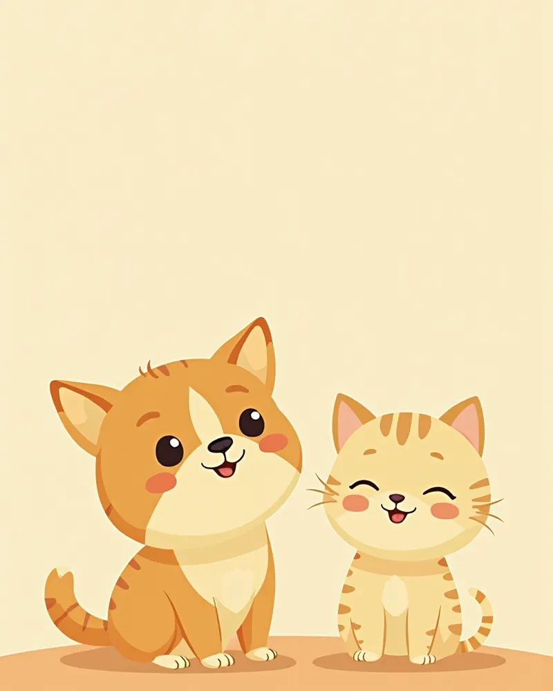 꼬리를 흔드는 강아지와 눈을 천천히 깜빡이는 고양이