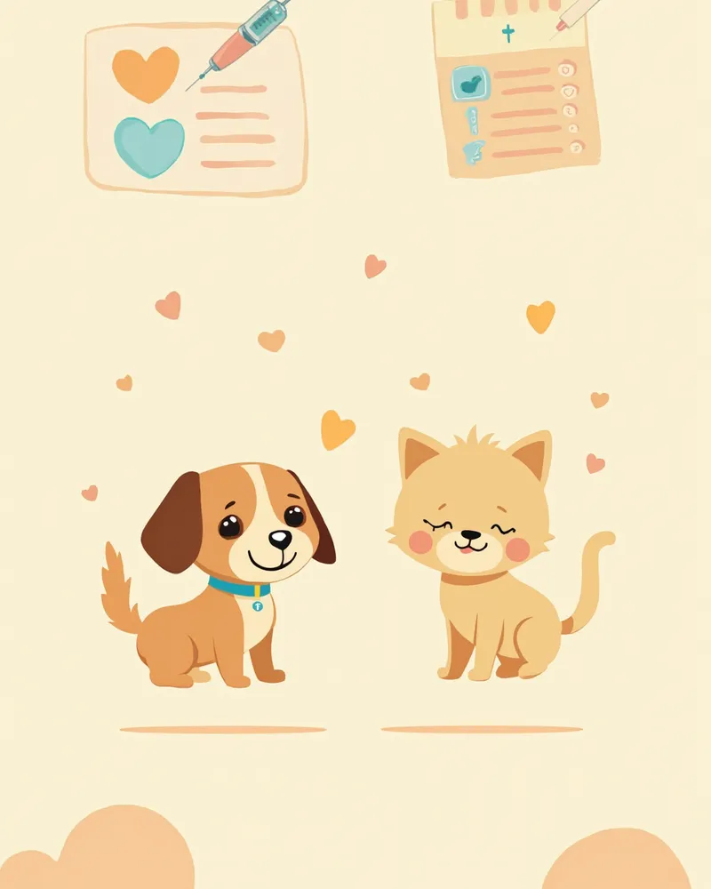 강아지와 고양이 각각의 백신 스케줄 비교 일러스트