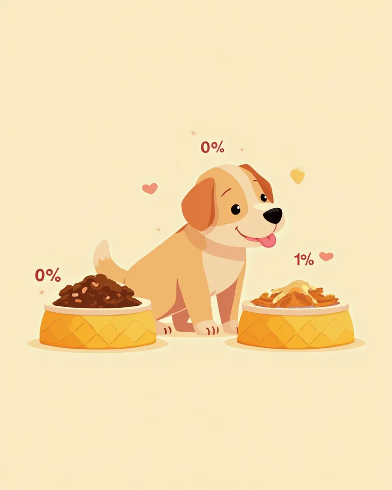 사료 전환 과정을 보여주는 두 개의 밥그릇 일러스트