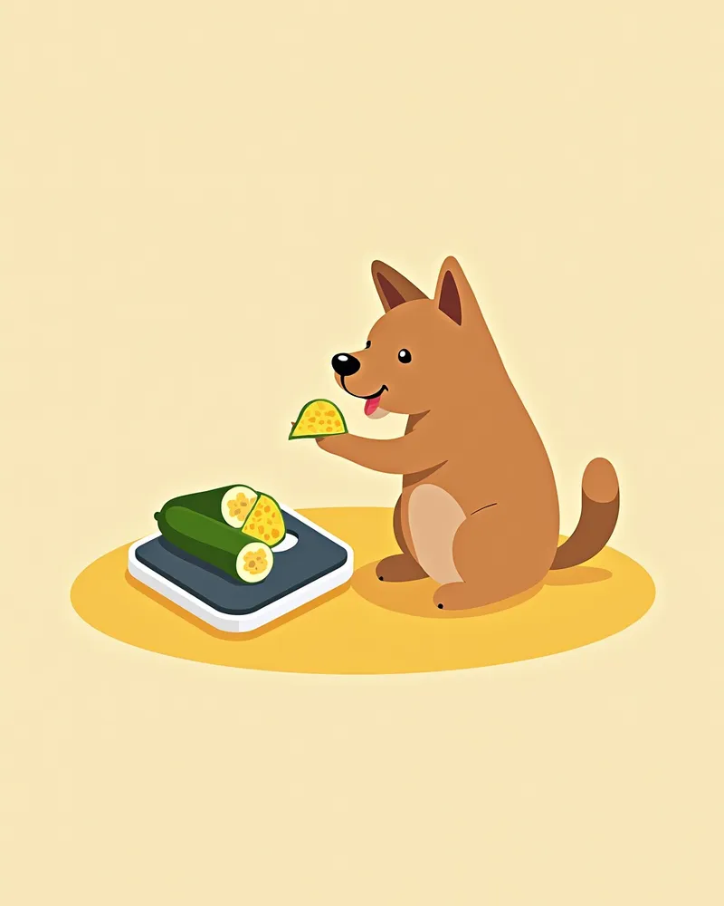 สุนัขที่กำลังลดน้ำหนักและขนมซูกินี