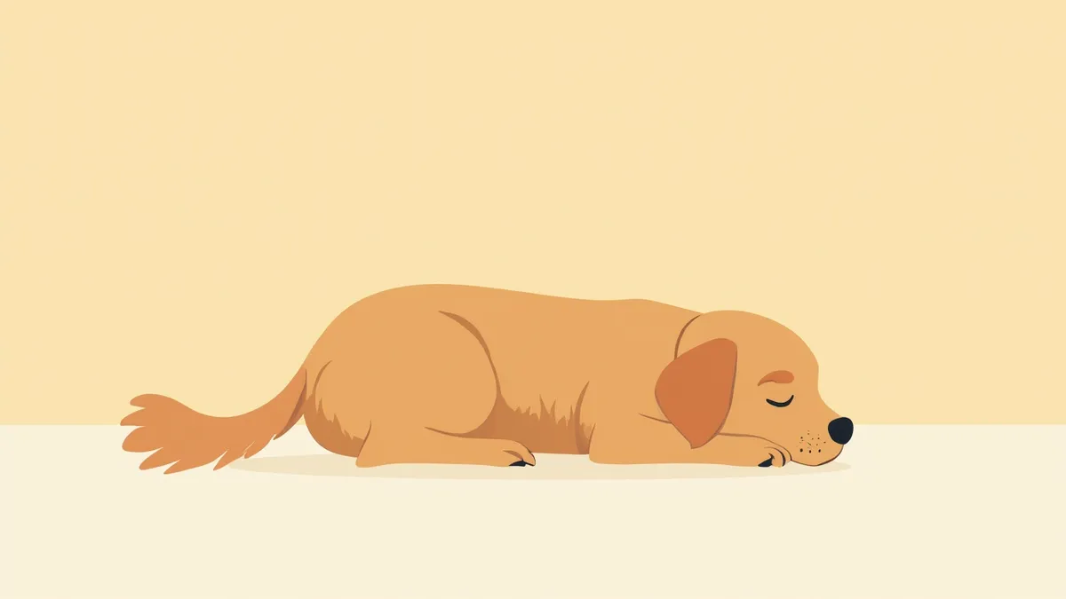 수술 후 옆구리에 배액관이 삽입된 골든 리트리버가 편안하게 쉬는 모습