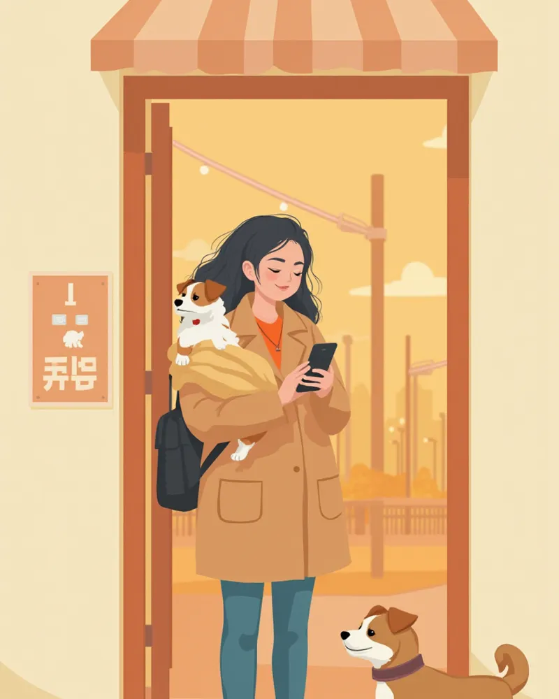 담요로 감싼 강아지를 안고 응급병원으로 향하는 보호자