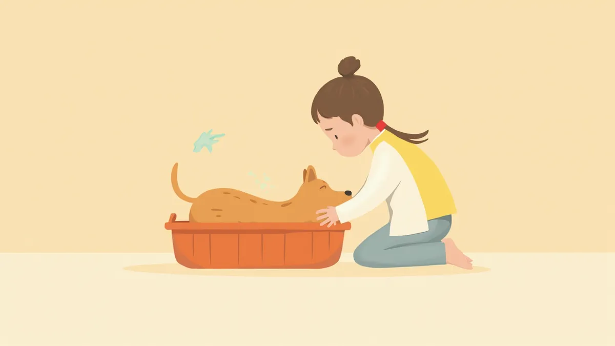 분만 중인 반려견을 살피는 보호자