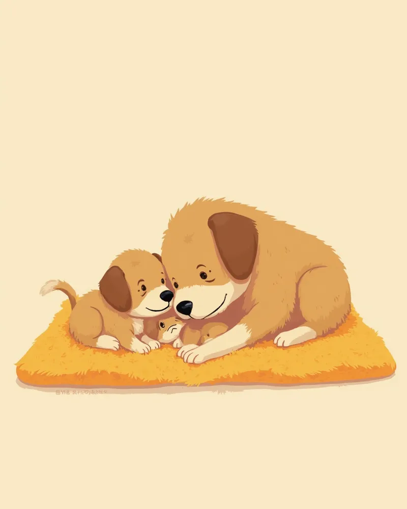 어미 곁에서 쉬는 갓 태어난 새끼들