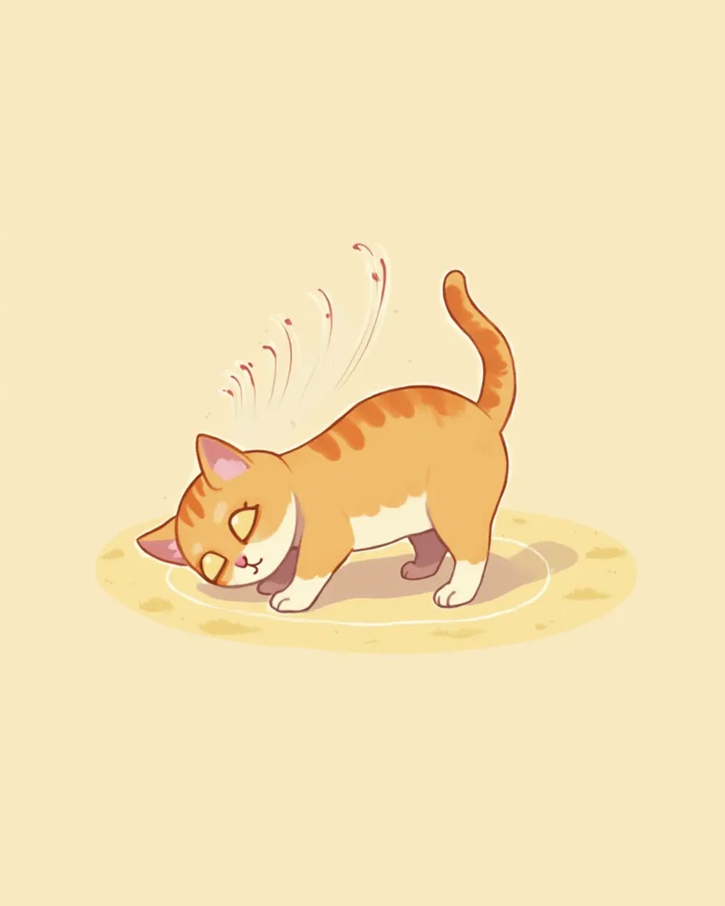 전정 증후군으로 머리를 기울인 고양이 일러스트