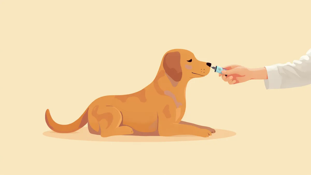 강아지에게 귀약을 투여하는 모습