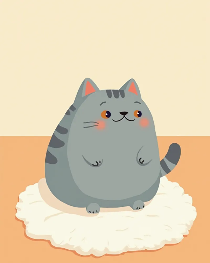 하얀 러그 위에 누워 있는 통통한 브리티시 숏헤어 고양이