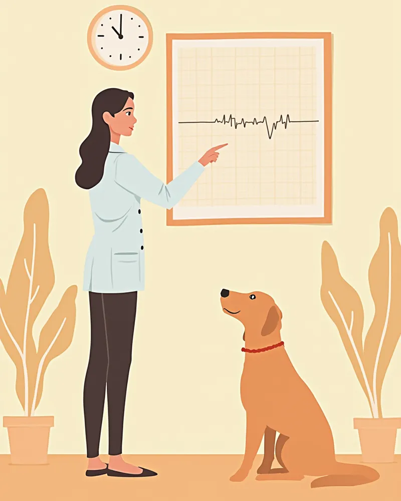 심전도 검사 결과를 수의사가 설명하는 모습