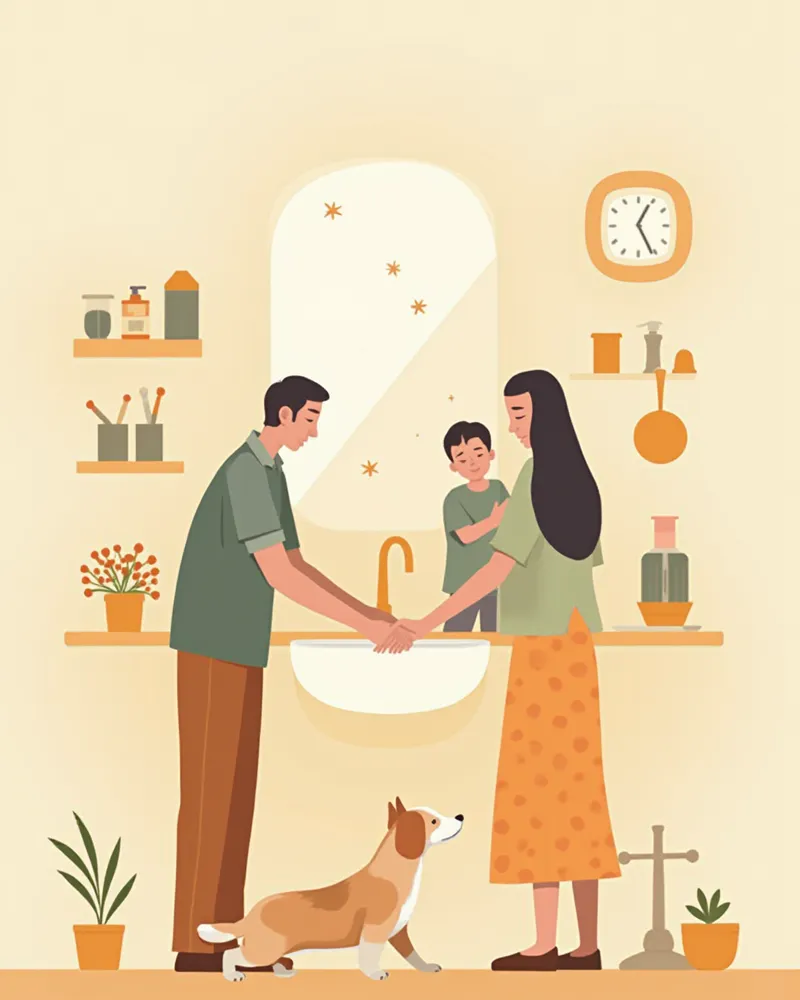 반려동물 접촉 후 손씻기 가정 위생 관리 이미지