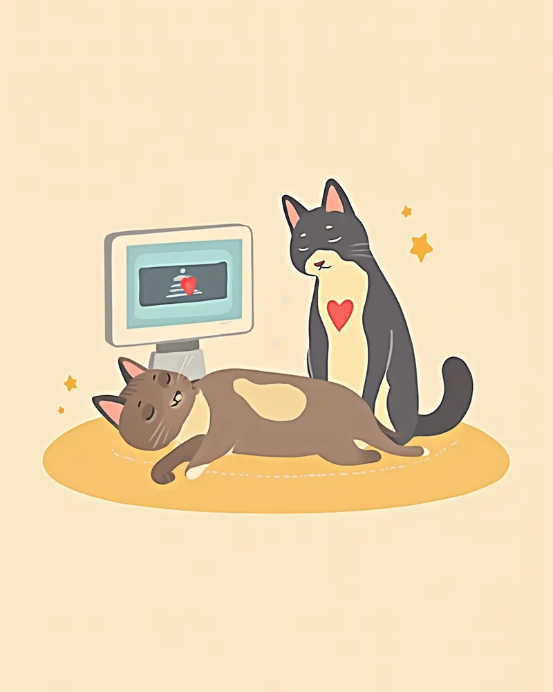 고양이 심초음파 검사 진행 모습