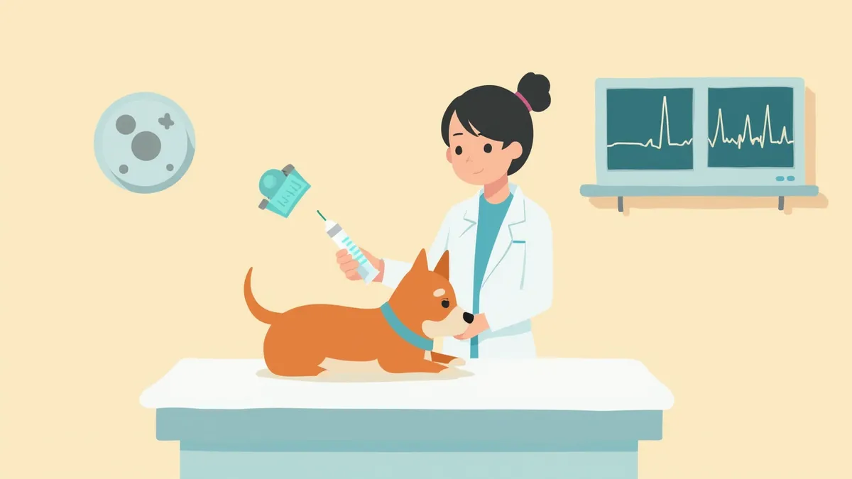 응급 상황에서 약물을 준비하는 수의사의 모습