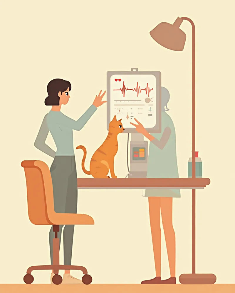 동물병원에서 심박수를 모니터링 중인 고양이