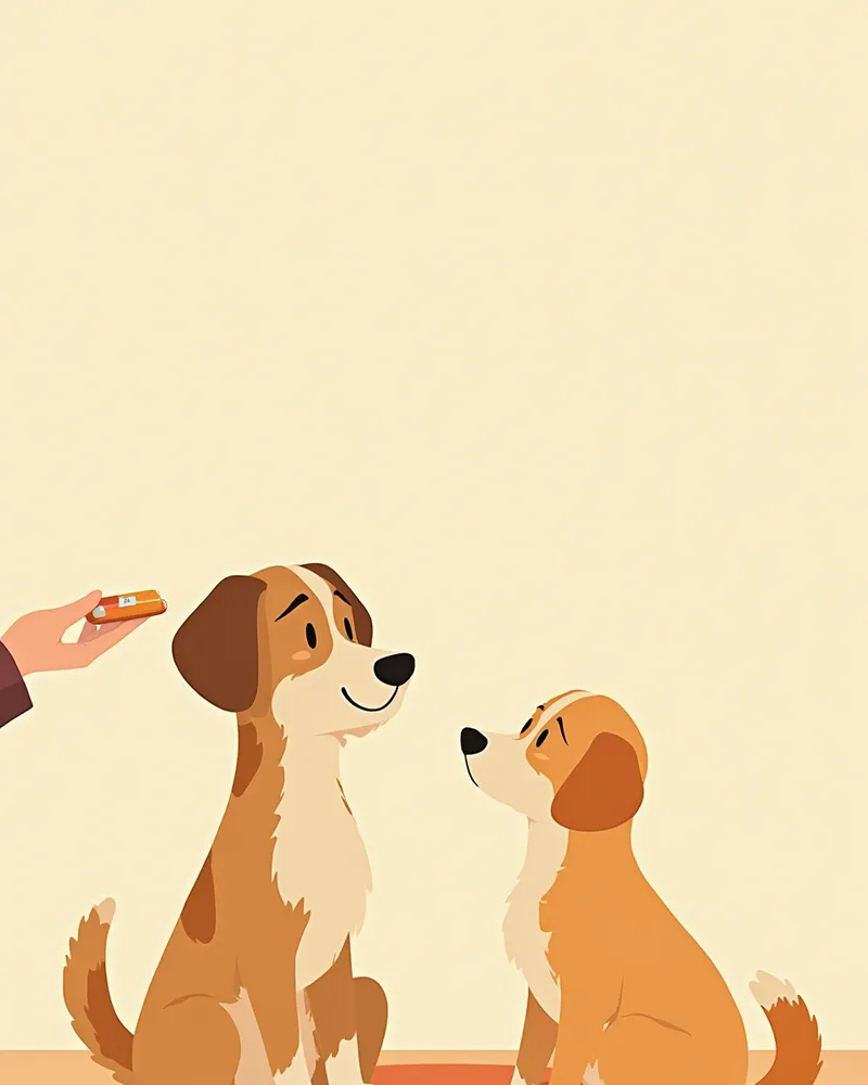 집에서 강아지에게 알약을 먹이는 보호자의 손