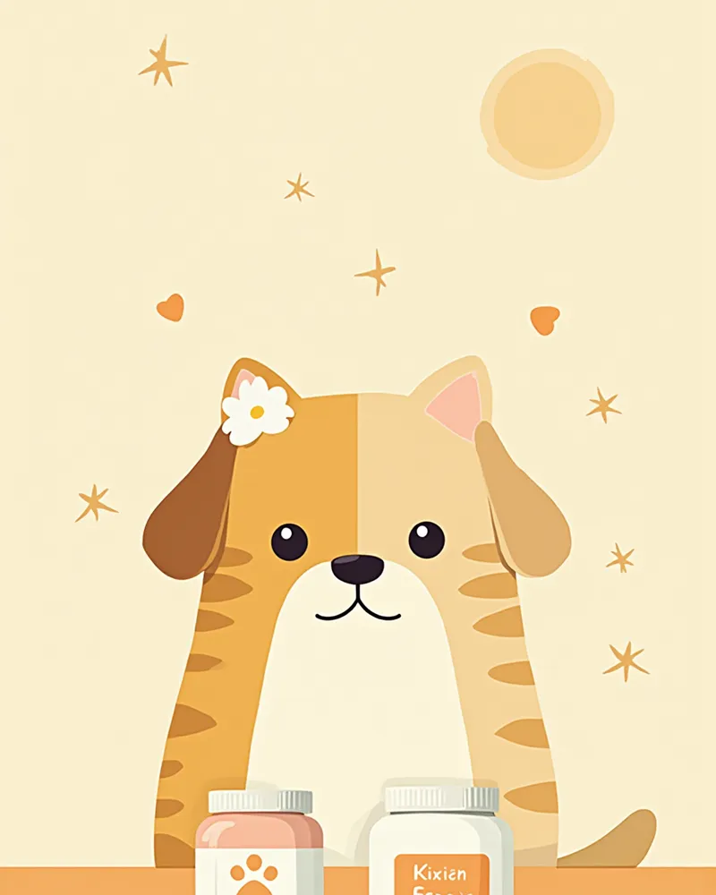 강아지와 고양이에게 맞는 에너지 영양제 차이를 보여주는 일러스트