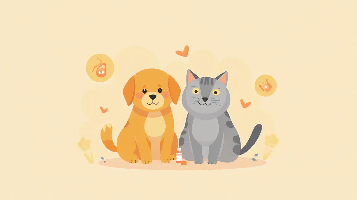 수의사가 강아지와 고양이에게 처방할 항생제를 들고 있는 모습