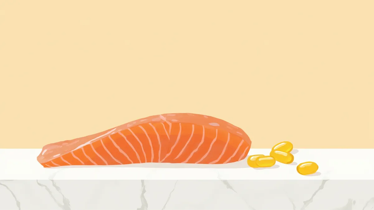 연어와 EPA가 함유된 생선 기름 캡슐