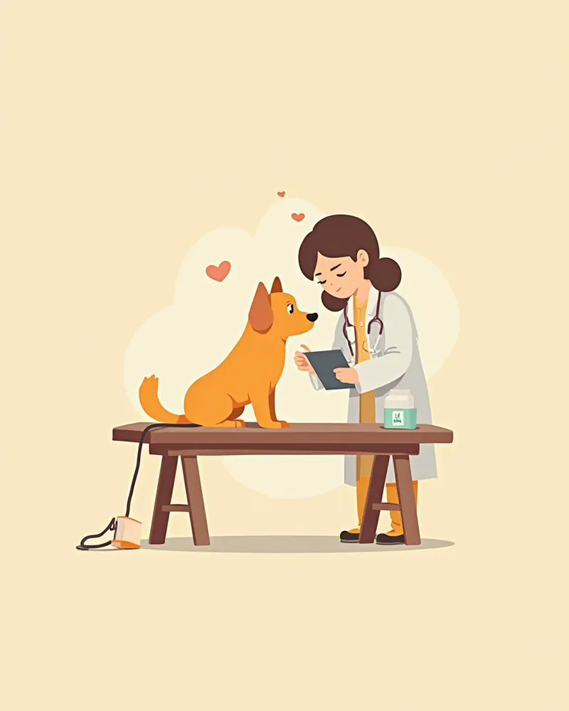 수의사가 강아지를 검진하는 모습