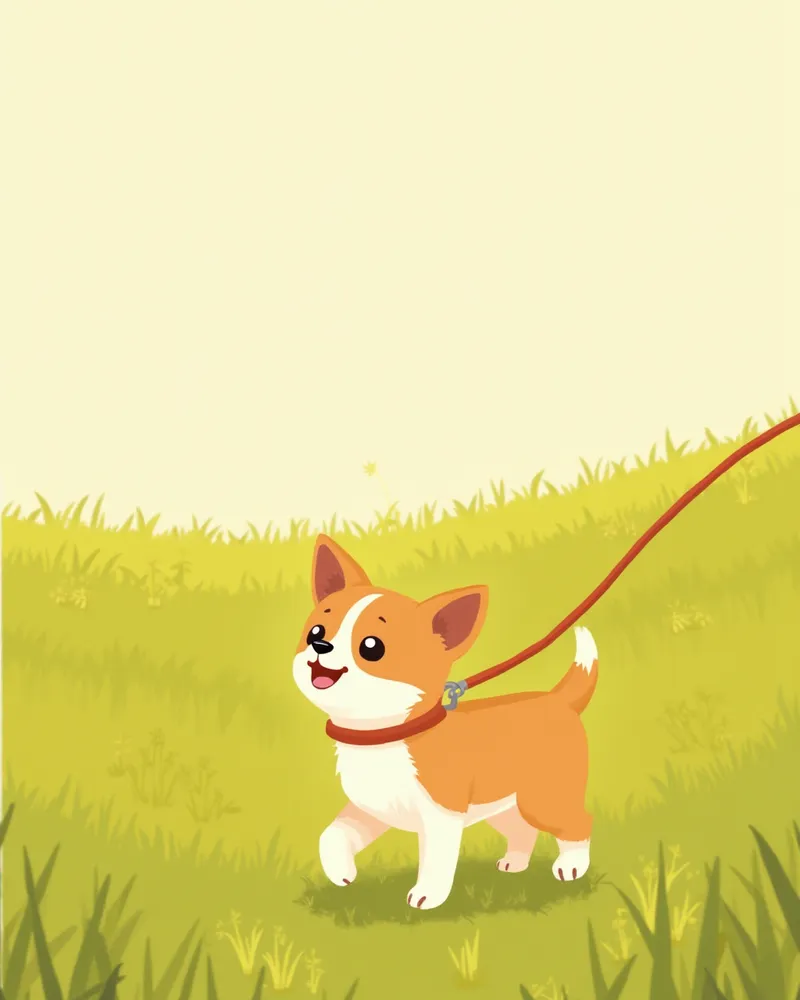 풀밭에서 산책하는 강아지