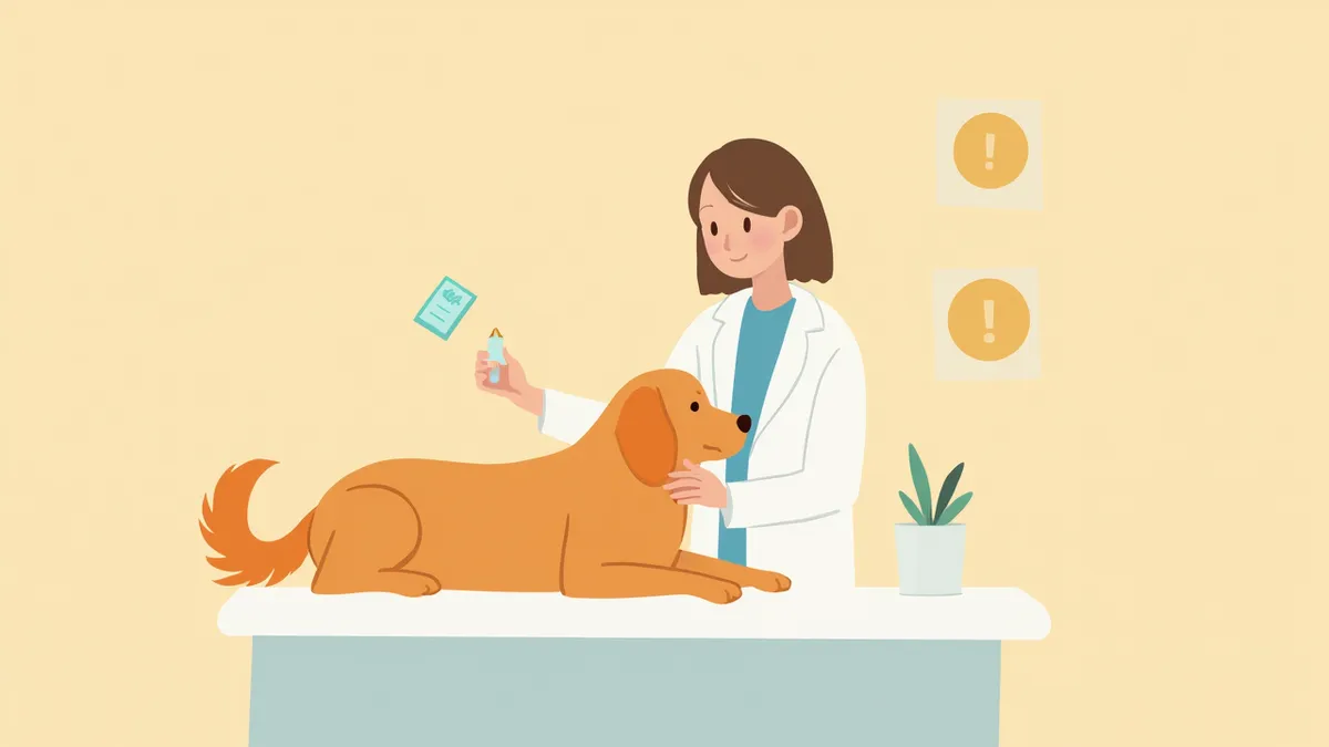 수의사가 파모티딘을 보여주는 모습