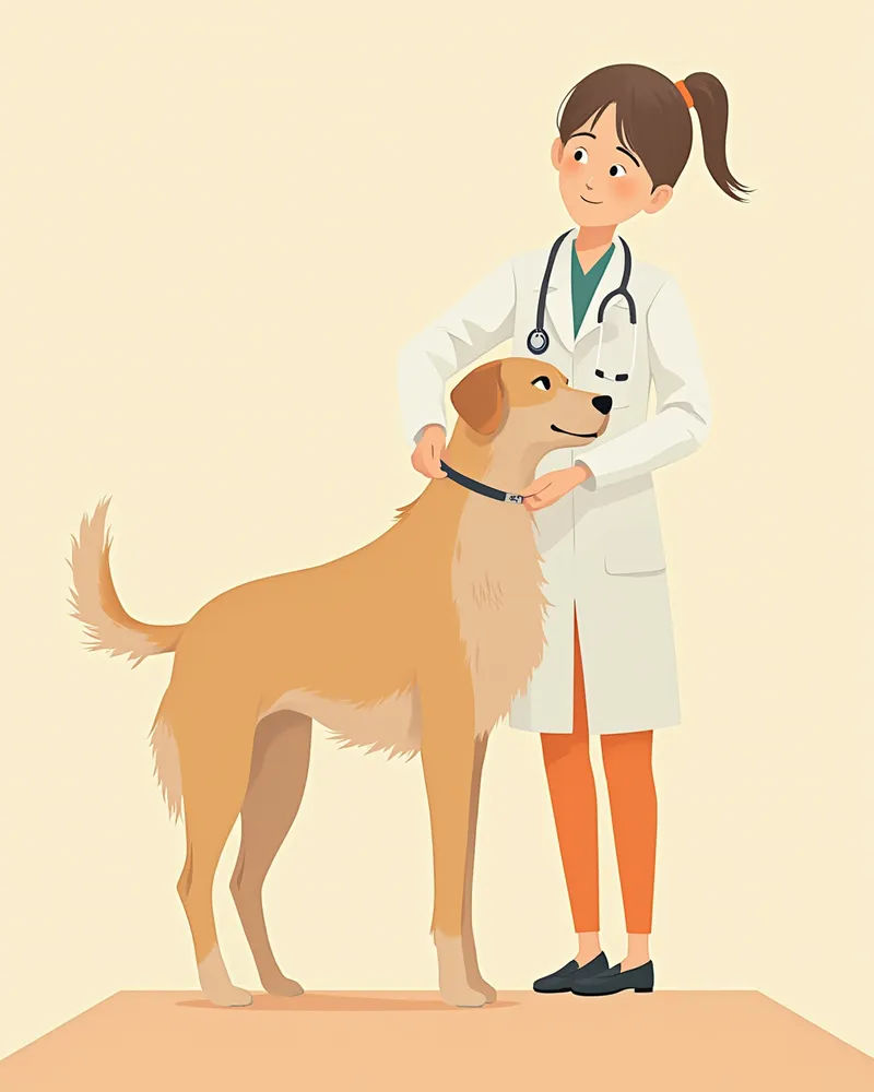 수의사가 강아지의 털과 피부를 살펴보는 모습