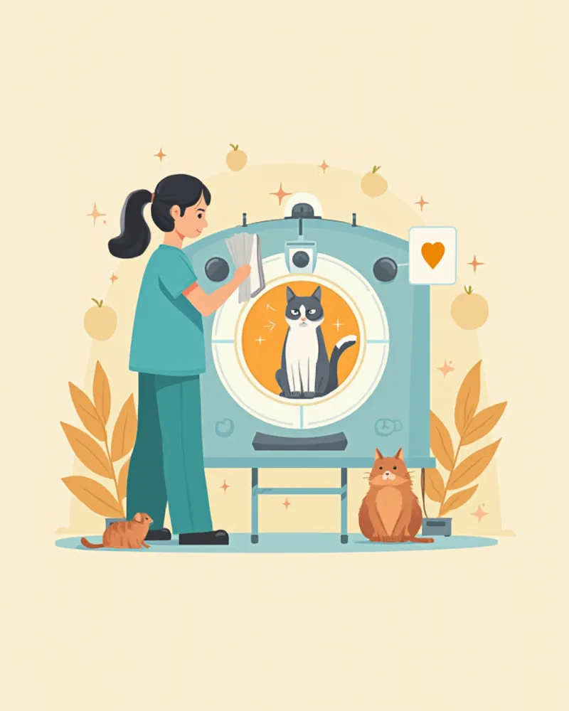 CT 영상을 보며 광범위 절제 수술을 계획하는 수의사