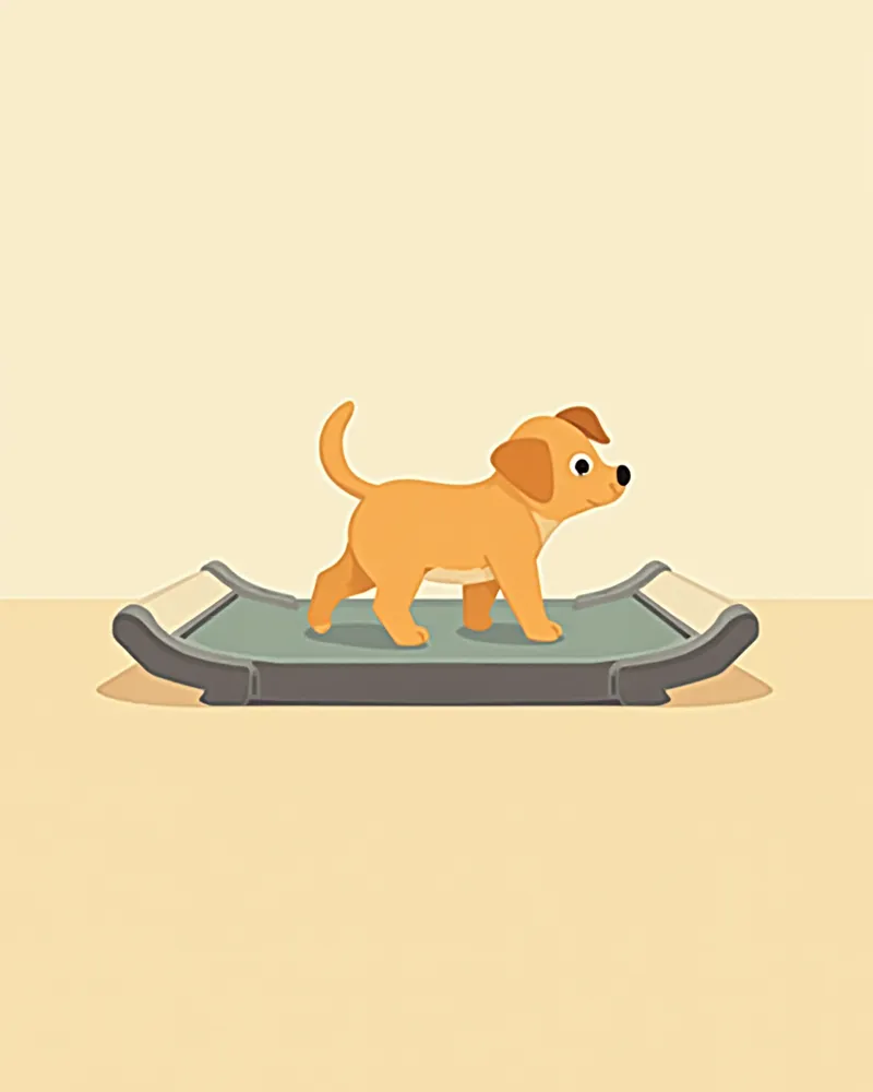 수중 러닝머신에서 재활 중인 강아지