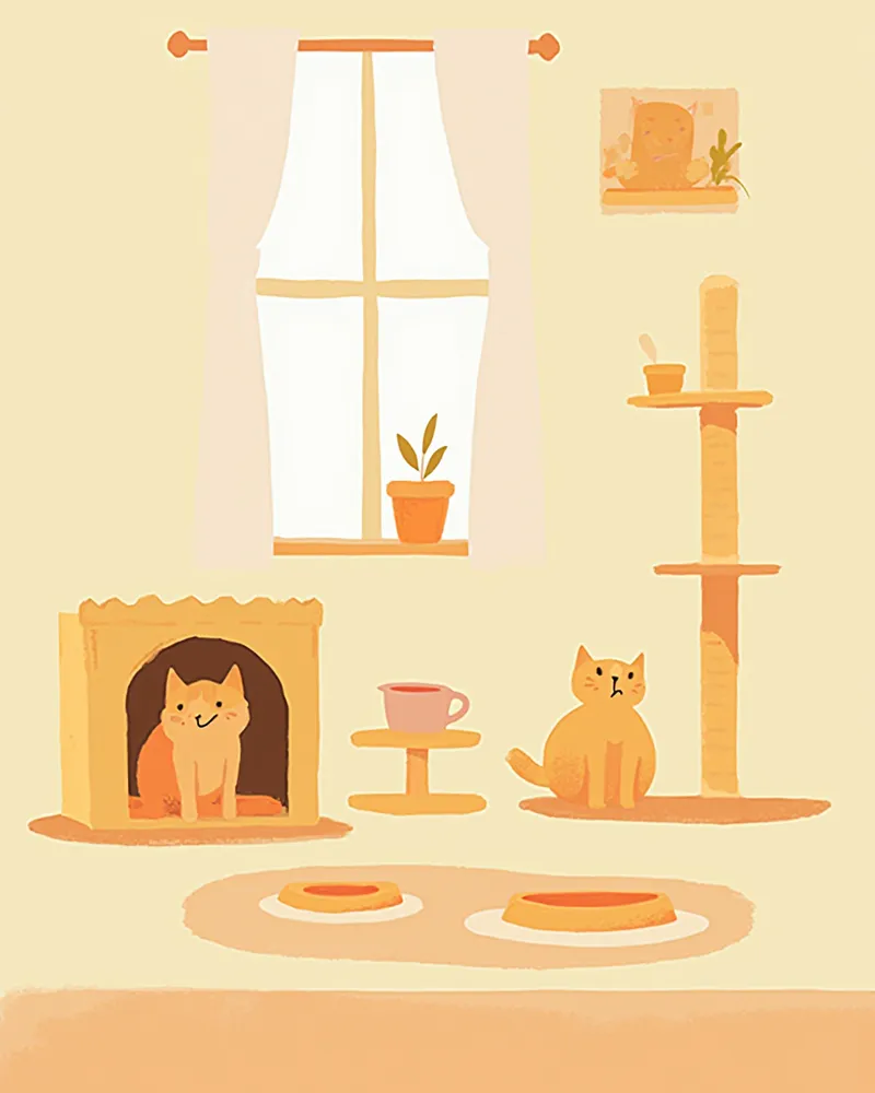 고양이를 위해 안전하게 꾸며진 방