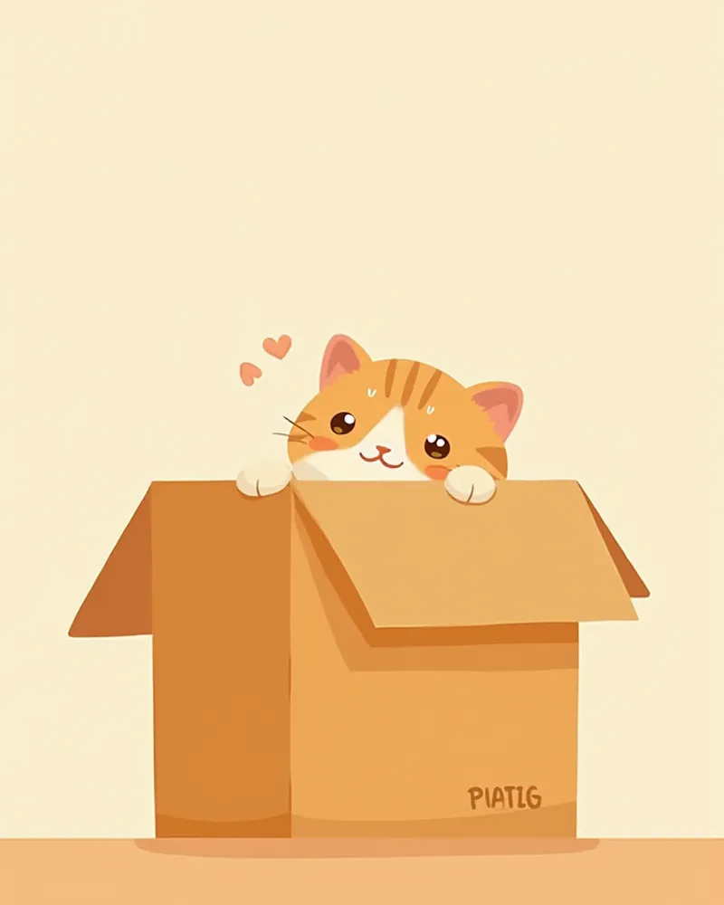 새 집에서 숨어서 조심스럽게 밖을 살피는 새끼 고양이