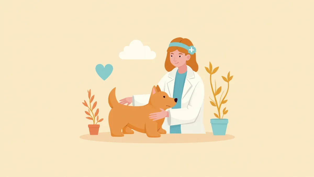 1차 동물병원에서 강아지를 진료하는 수의사