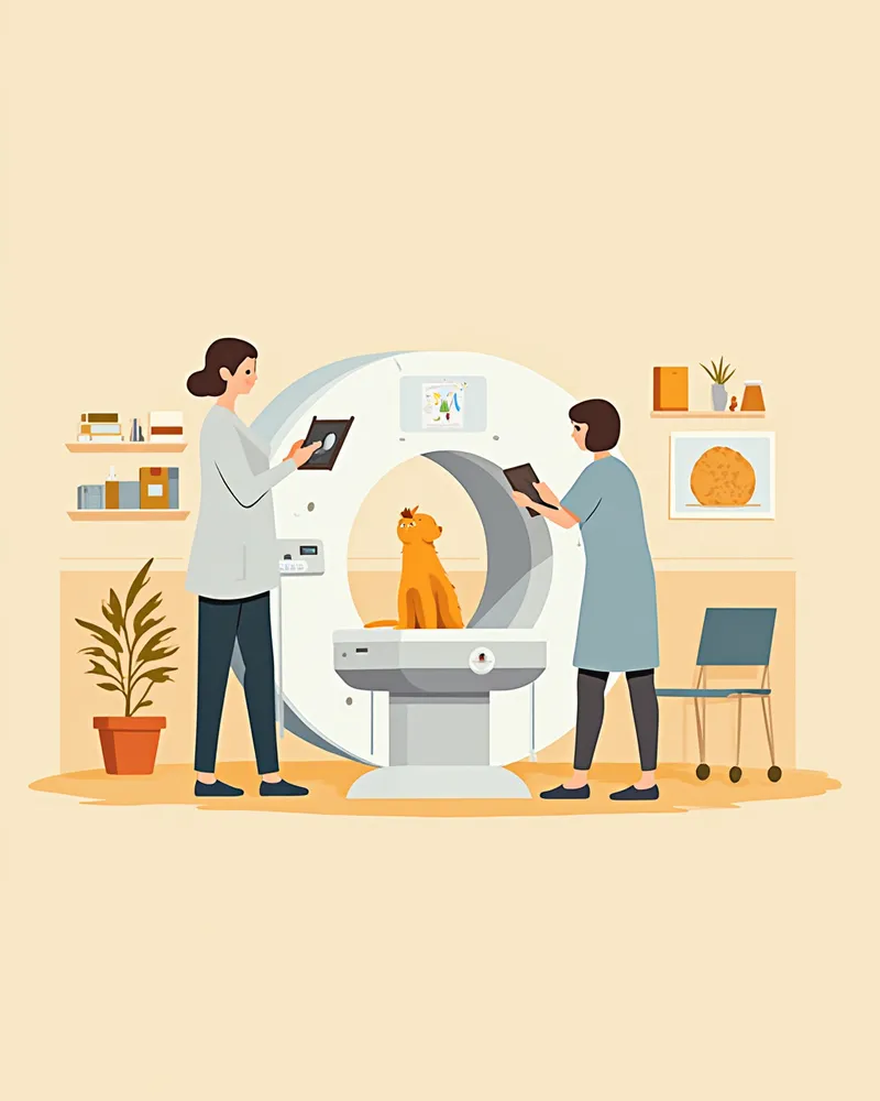 CT 장비를 갖춘 2차 동물병원 내부