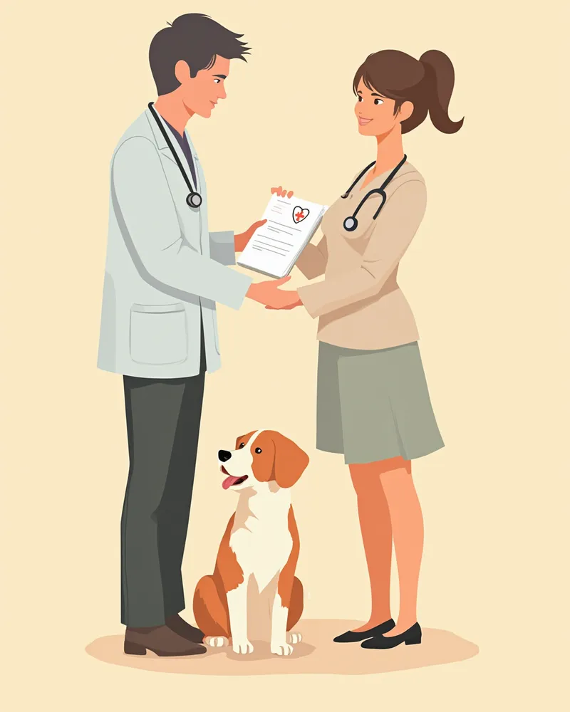 1차 병원 수의사가 진료 의뢰서를 발급하는 모습