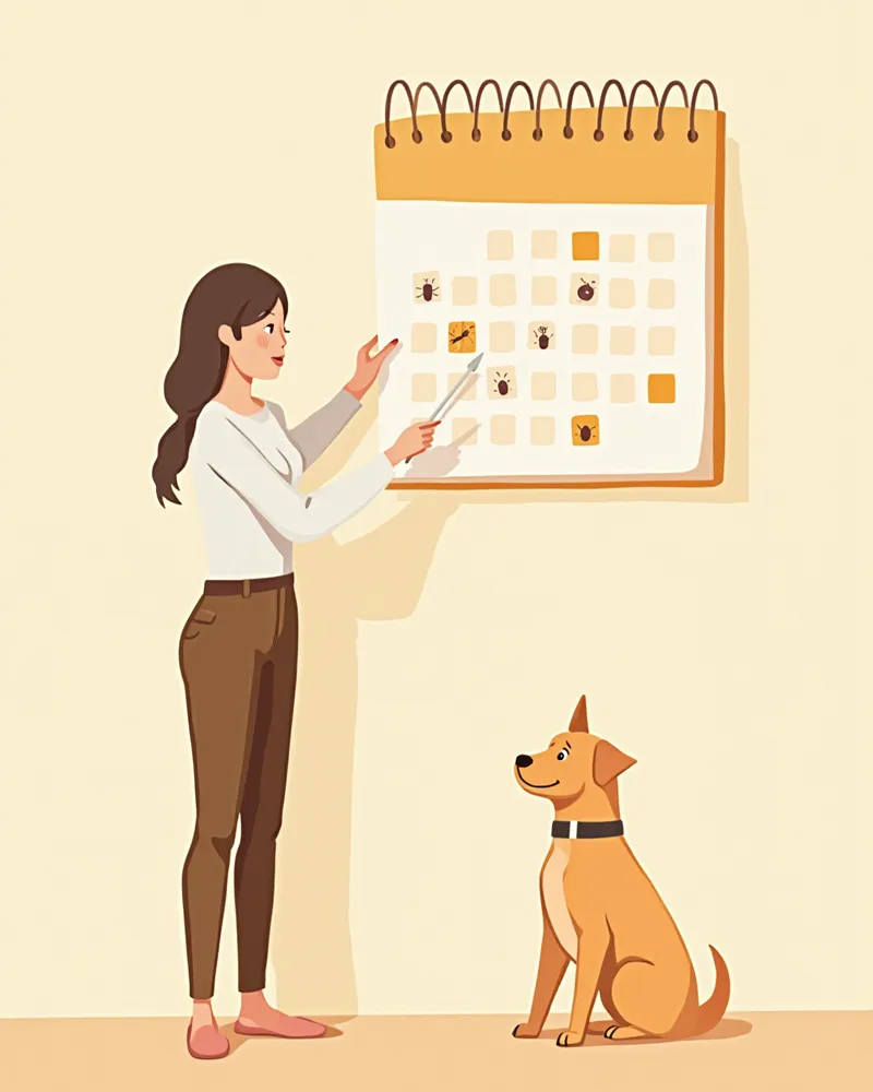 예방약 투약 일정을 관리하는 보호자 일러스트
