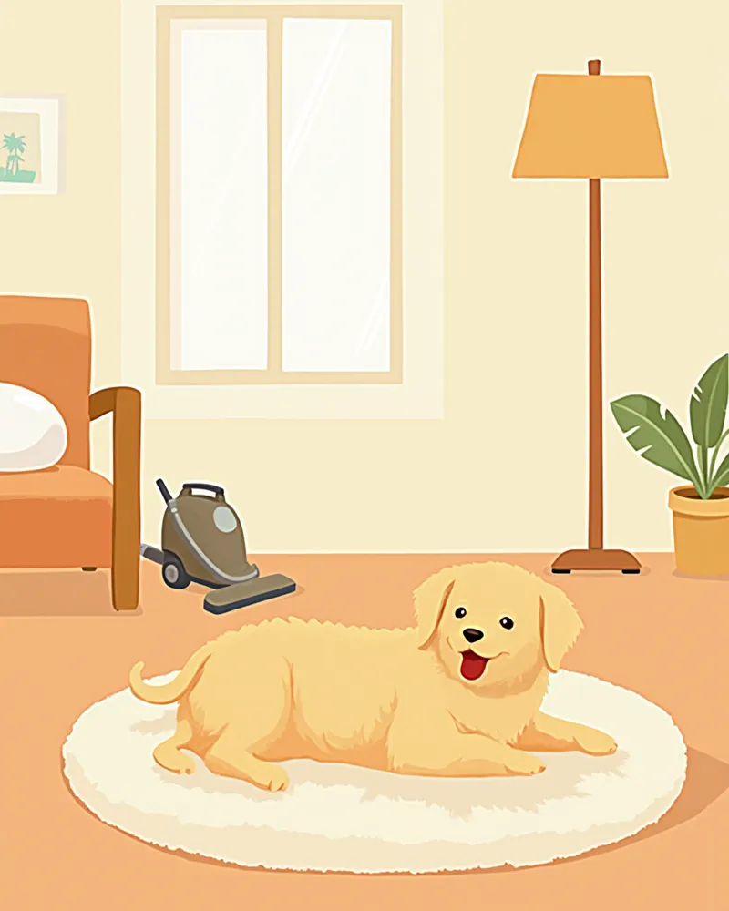 깨끗하게 관리된 집 안 환경과 반려견 일러스트