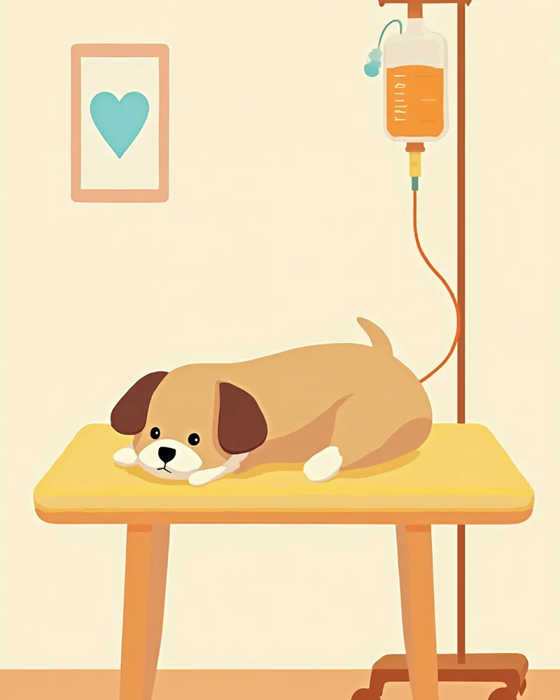 수액 치료를 받고 있는 반려동물