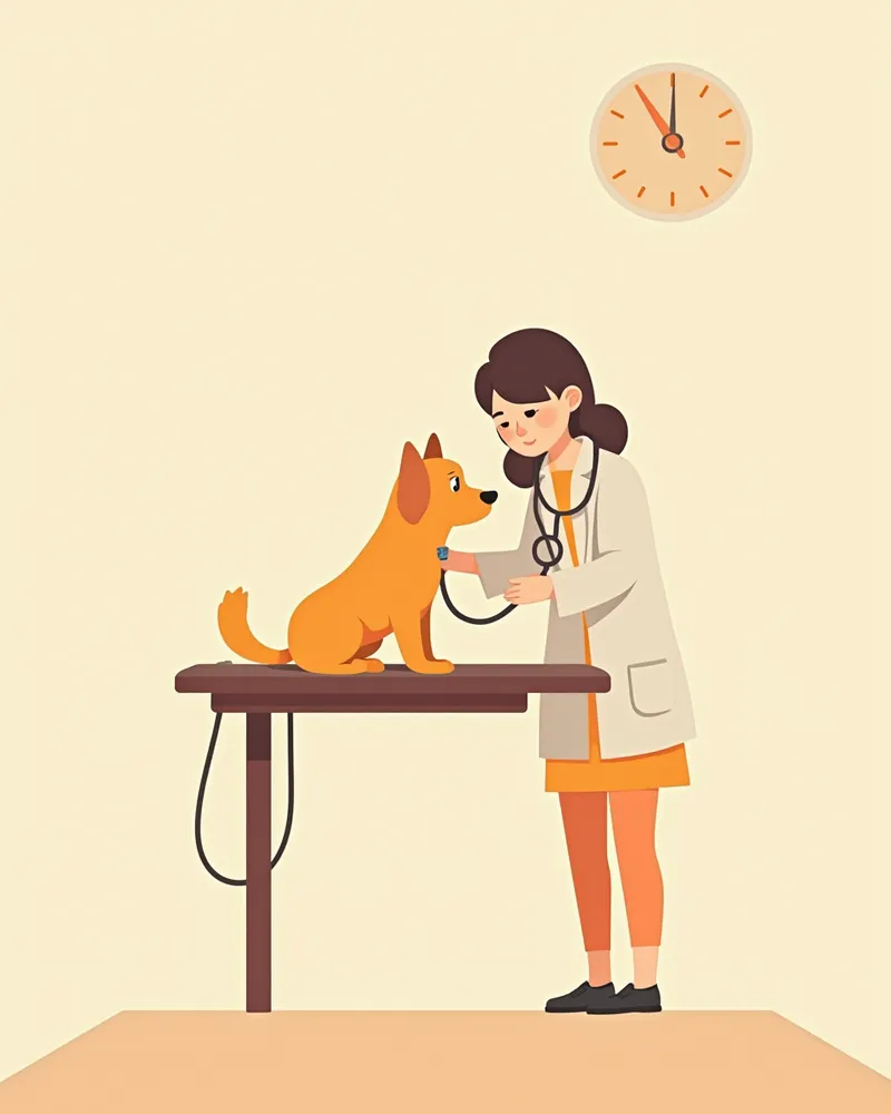 동물병원에서 진찰받는 강아지