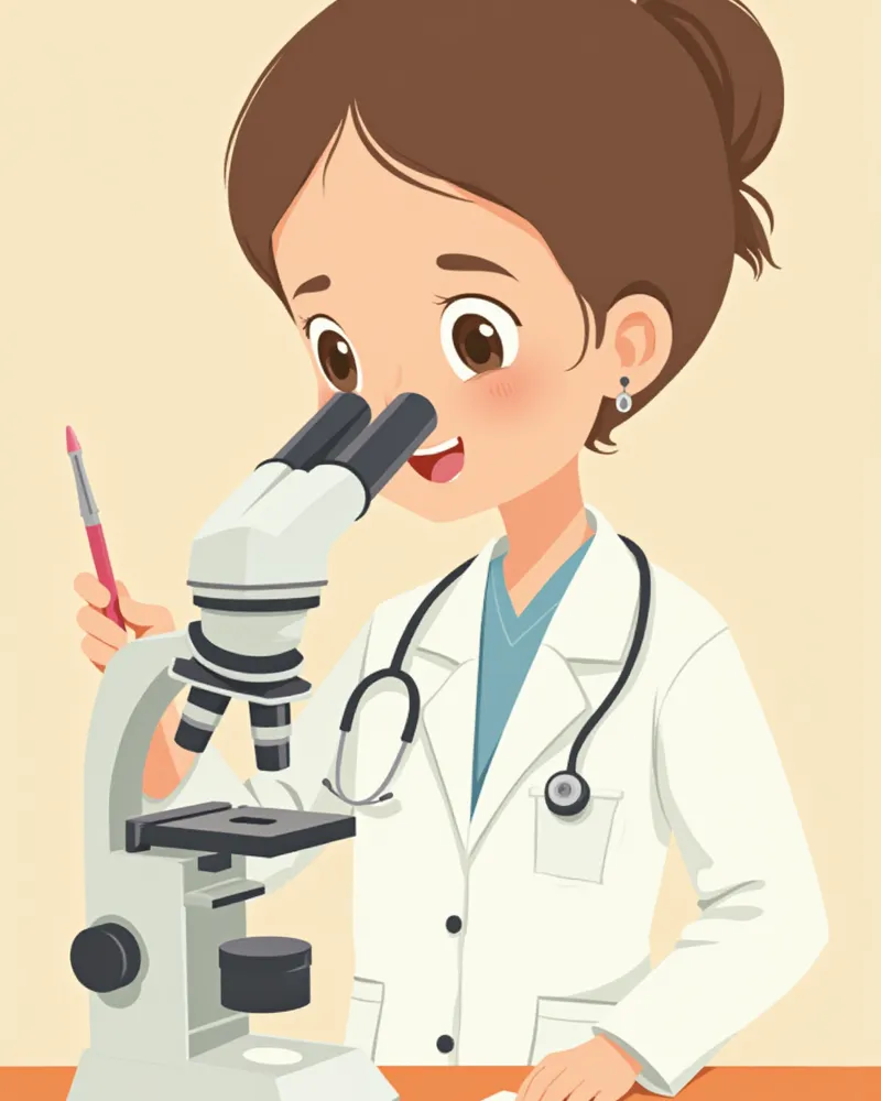 세침 흡인 후 슬라이드 도말을 준비하는 장면