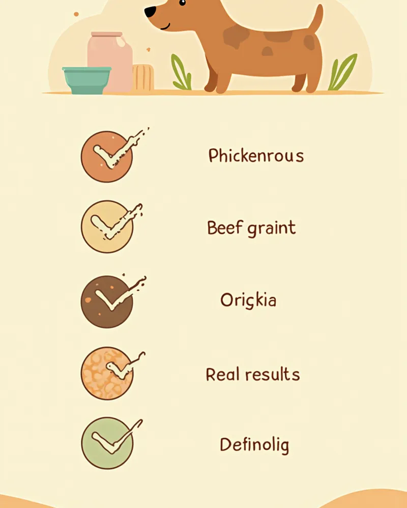 음식 재료 위에 체크와 물음표가 놓인 강아지 검사 결과 일러스트
