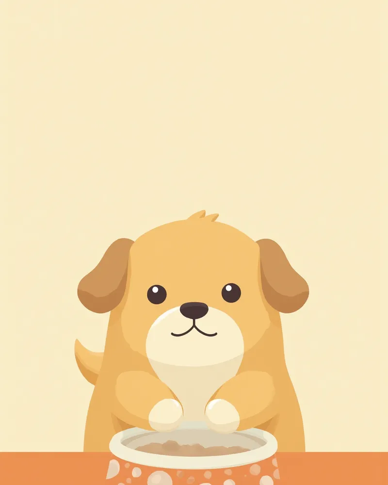 조심스럽게 사료를 먹는 노령 강아지