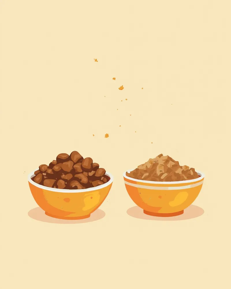 정상 사료와 변질된 사료 비교 이미지