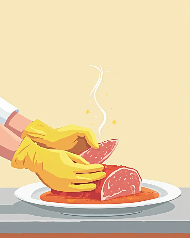 생식을 위생장갑을 끼고 다루는 보호자의 손