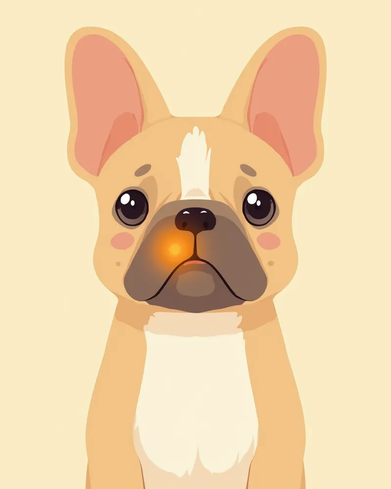 호흡기 건강 상태를 보여주는 프렌치 불독 일러스트