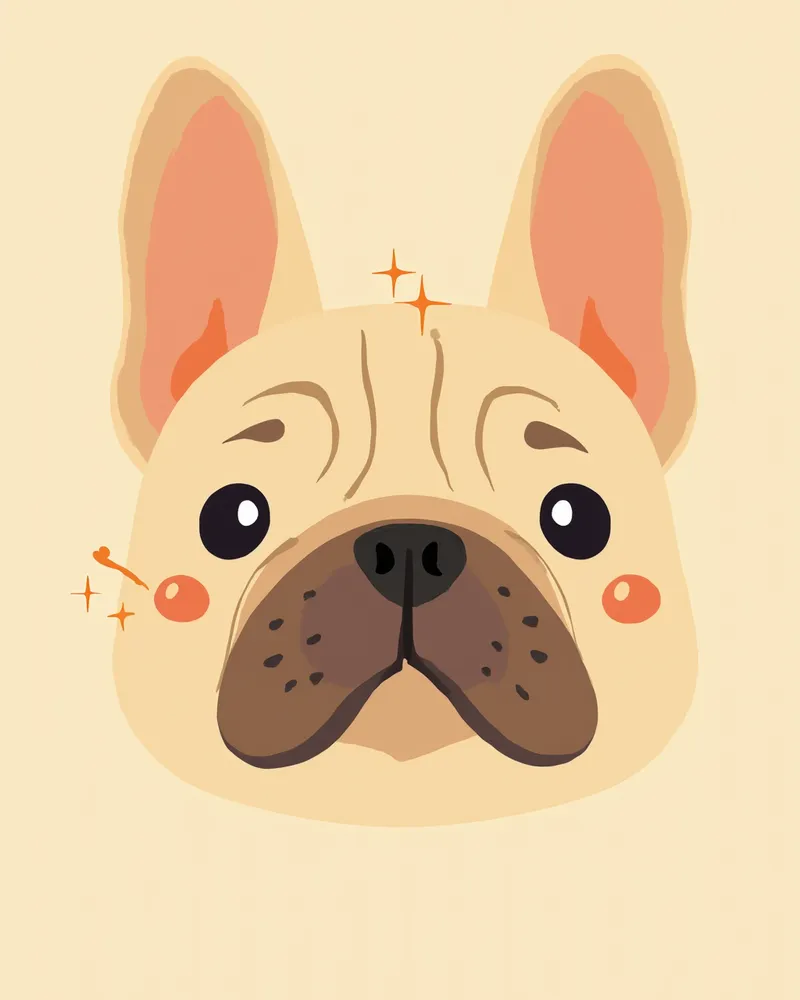 얼굴 주름 관리를 보여주는 프렌치 불독 클로즈업