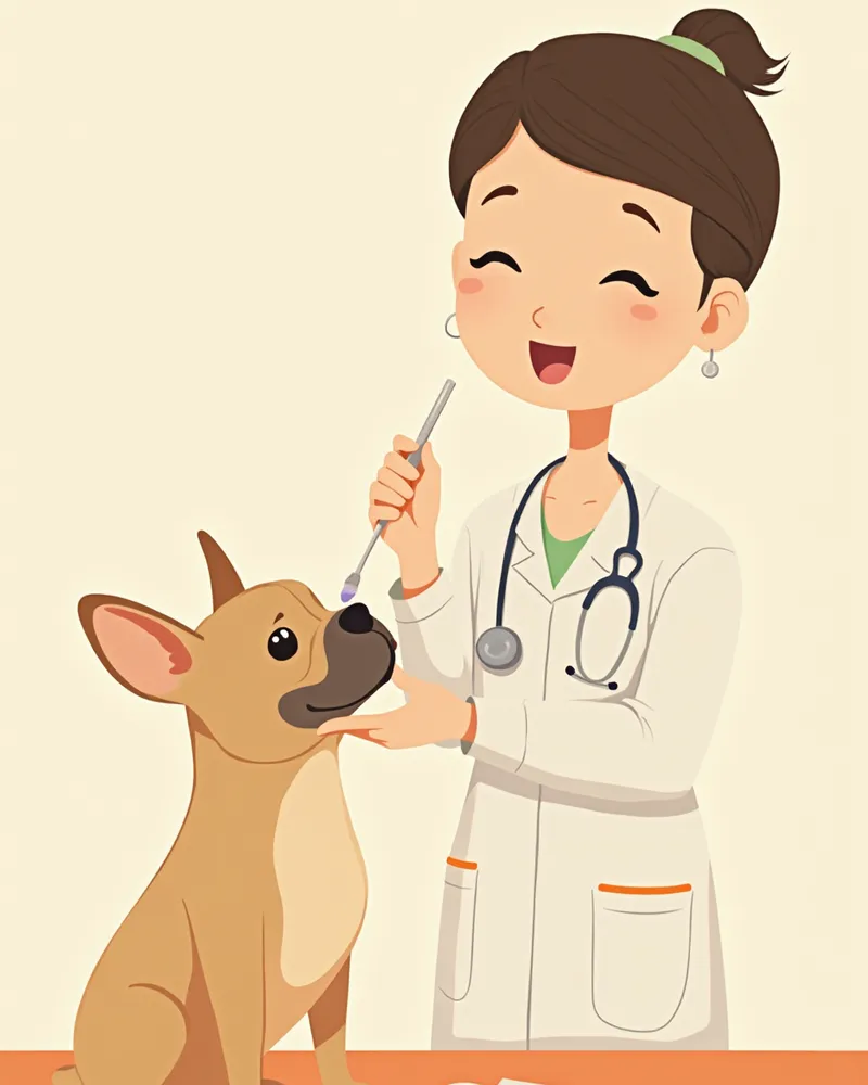 수의사가 프렌치 불독 주름을 진료하는 모습